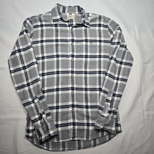FAHERTY The Movement Flannel Mens S Grey Blue Plaid Outdoor Soft Stretchy